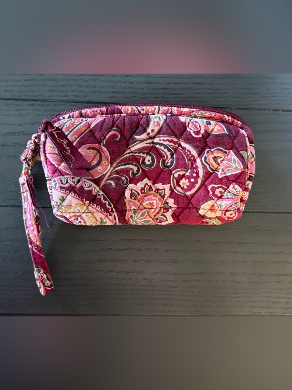 Vera Bradley Quilted Cosmetic Pouch in Raspberry Pink Pattern